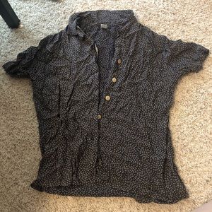 blue and white button down